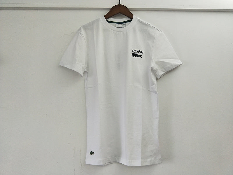 Side profile of Lacoste luxury clothing with signature branding