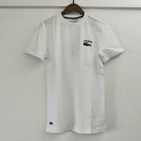Side profile of Lacoste luxury clothing with signature branding