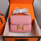 Side view of polished structured handbag