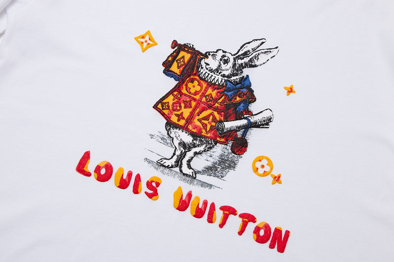 Close-up detail shot of Louis Vuitton cotton t-shirt with everyday silhouette