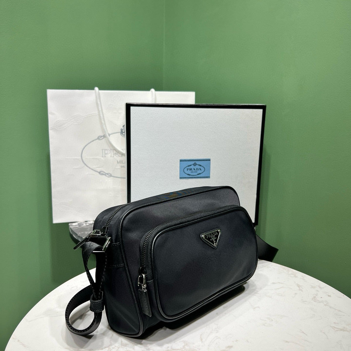 Wallets? Pd Small Re-nylon Shoulder Bag Premium Leather Designer Wallet
