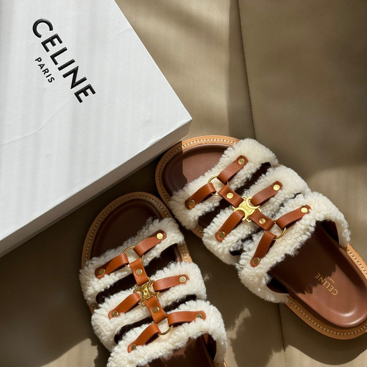 Celine Slides detail shot – designer craftsmanship and quality
