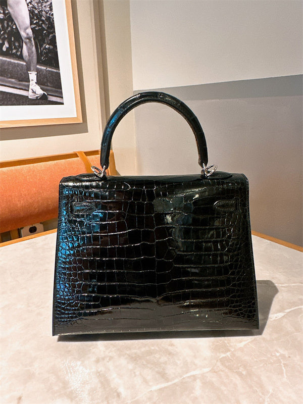 Side view of versatile structured handbag