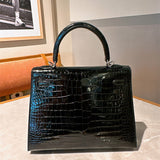 Side view of versatile structured handbag
