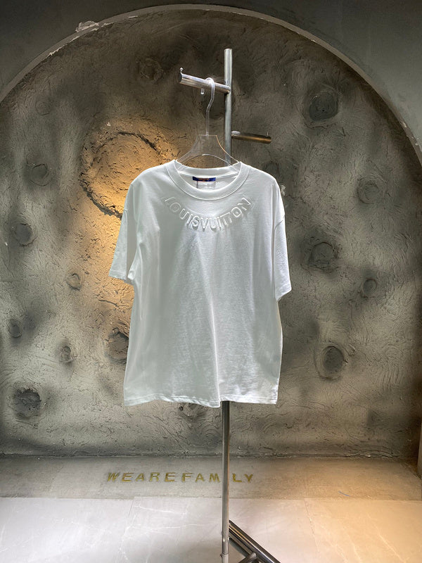 Front view of Louis Vuitton cotton t-shirt with runway-inspired design