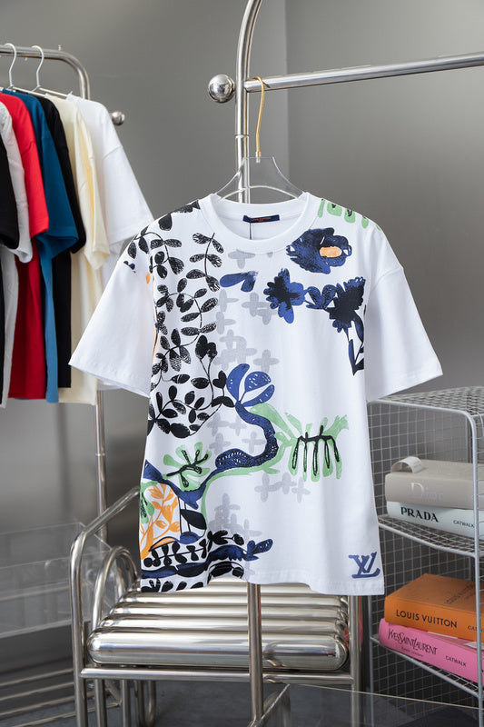 Front view of Louis Vuitton cotton t-shirt with signature branding