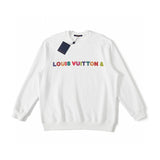 Side profile of Louis Vuitton luxury clothing with signature branding