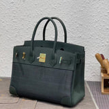 Side view of refined structured handbag