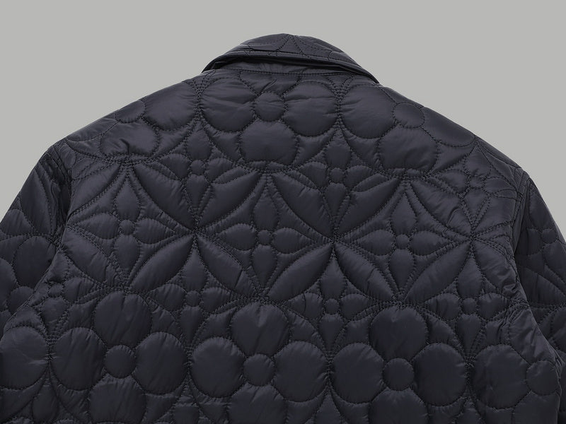 Side profile of Louis Vuitton luxury clothing with monogram-inspired silhouette