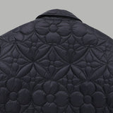 Side profile of Louis Vuitton luxury clothing with monogram-inspired silhouette