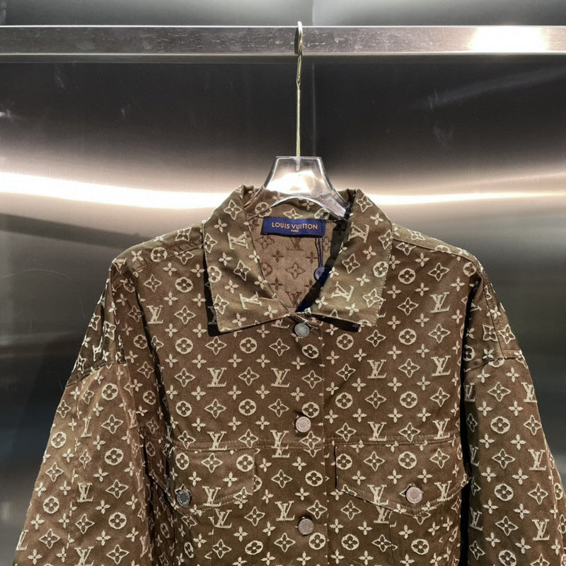 Close-up detail shot of Louis Vuitton luxury clothing with streetwear-inspired cut