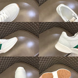 Side profile of Gucci clean off-white sneakers padded collar comfort