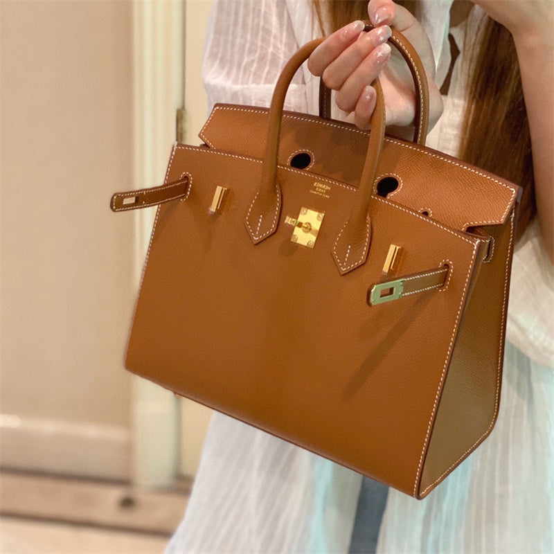 Side view of versatile structured handbag
