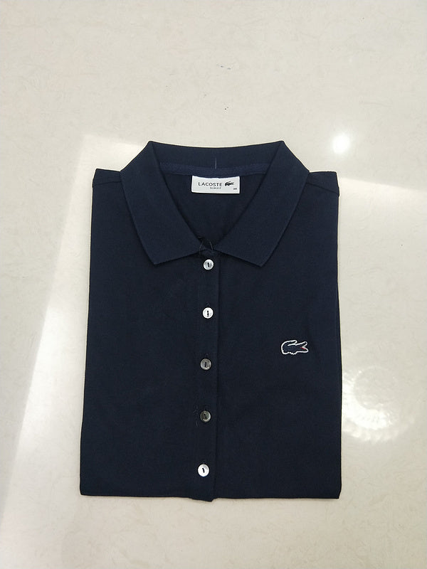 Side profile of Lacoste luxury clothing with tailored silhouette