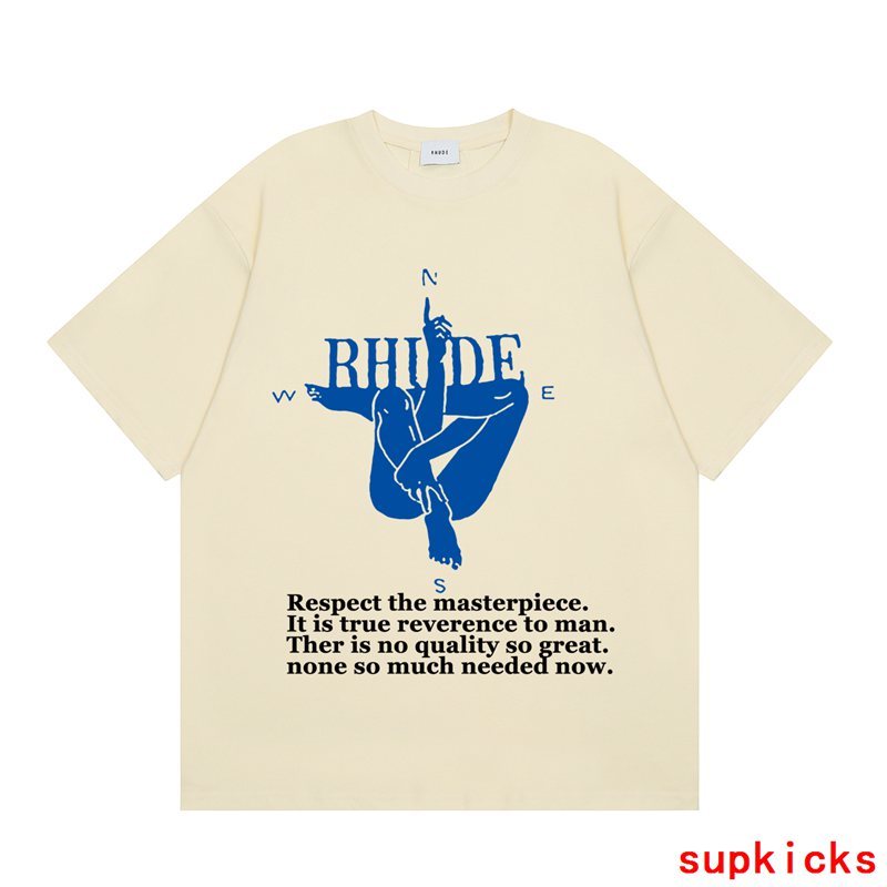 Front view of Rhude luxury clothing with logo-detail design