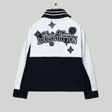 Side profile of Louis Vuitton luxury clothing with label-forward styling