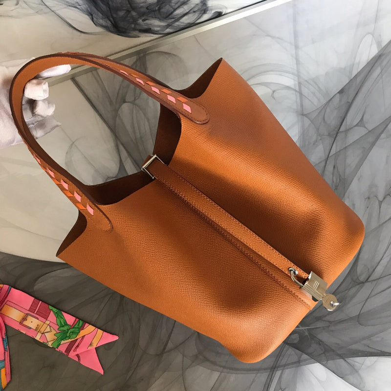 Side view of timeless structured handbag