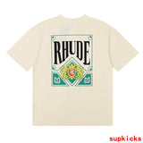 Flat lay presentation of Rhude luxury clothing with relaxed-fit cut
