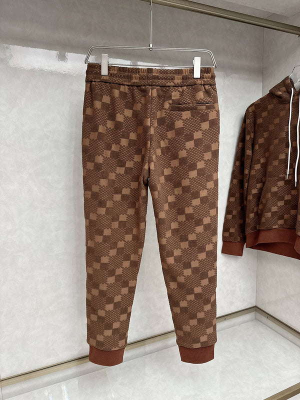 Close-up detail shot of Louis Vuitton luxury clothing with streetwear-inspired cut