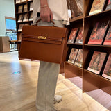 Side view of contemporary structured handbag