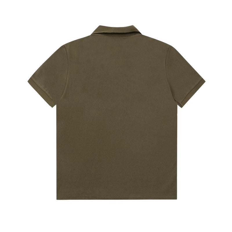 Close-up detail shot of Polo cotton polo shirt with monogram-inspired silhouette