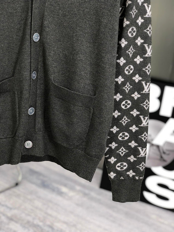 Full styled look of Louis Vuitton luxury clothing with signature branding