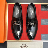 Hermès Grey Loafer Flats - Lifestyle Styling Shot