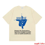 Back view of Rhude luxury clothing with logo-detail design