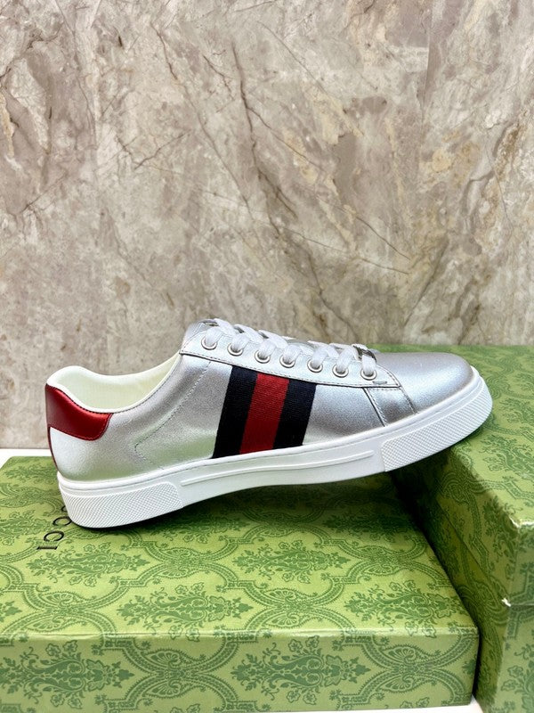 Gucci neutral cream luxury sneakers view 5 breathable knit upper