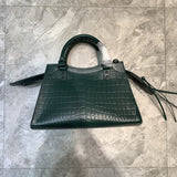 Bold Faux Leather Handbag - Smooth Faux-Leather Exterior | Women's Premium Handbag #683 - hardware and detail close-up (image 5) of designer-inspired handbag