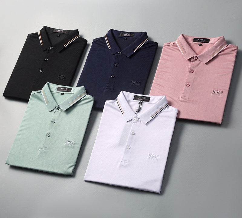 Front view of Polo cotton polo shirt with logo-detail design
