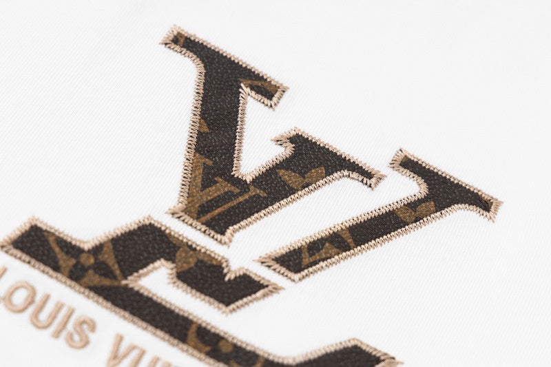 Flat lay presentation of Louis Vuitton cotton t-shirt with logo-detail design