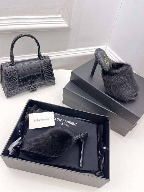 Close-up of Saint Laurent shoes craftsmanship
