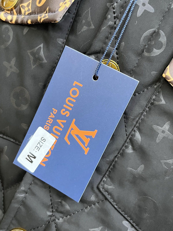 Close-up detail shot of Louis Vuitton luxury clothing with streetwear-inspired cut