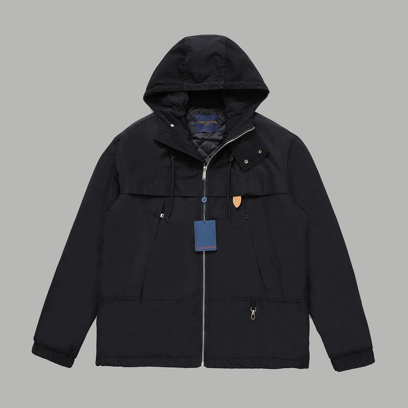 Front view of Louis Vuitton luxury clothing with monogram-inspired silhouette
