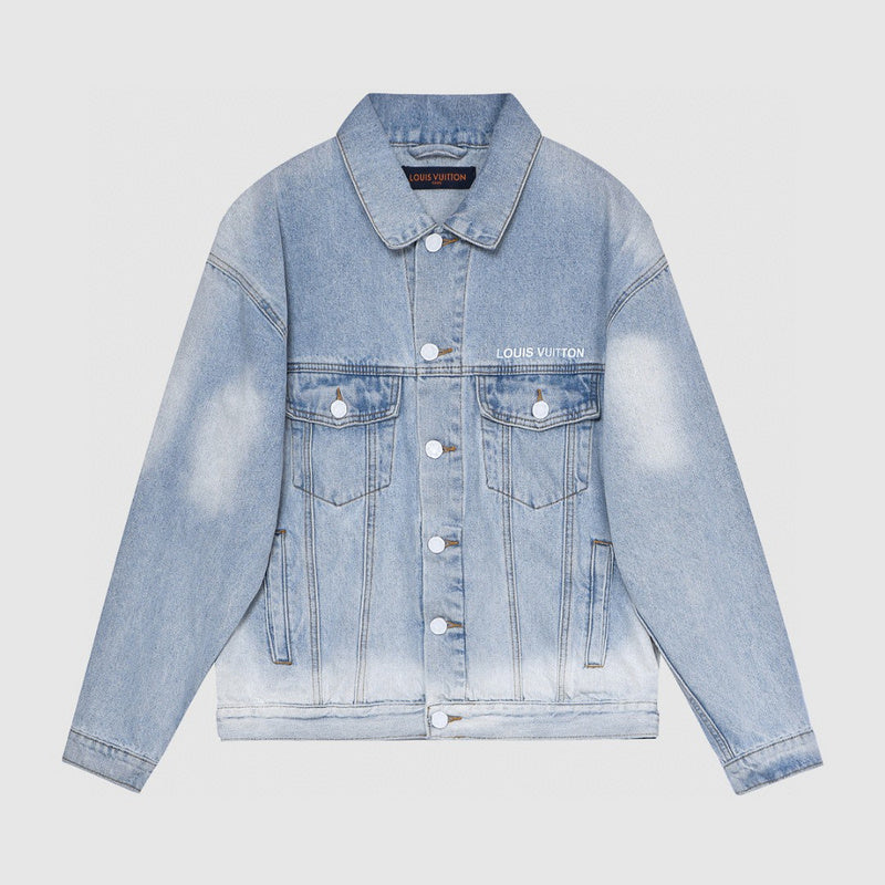 Close-up detail shot of Louis Vuitton luxury clothing with relaxed-fit cut