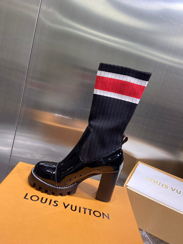 Louis Vuitton Red Chunky Platform Sneakers - Sole Detail View