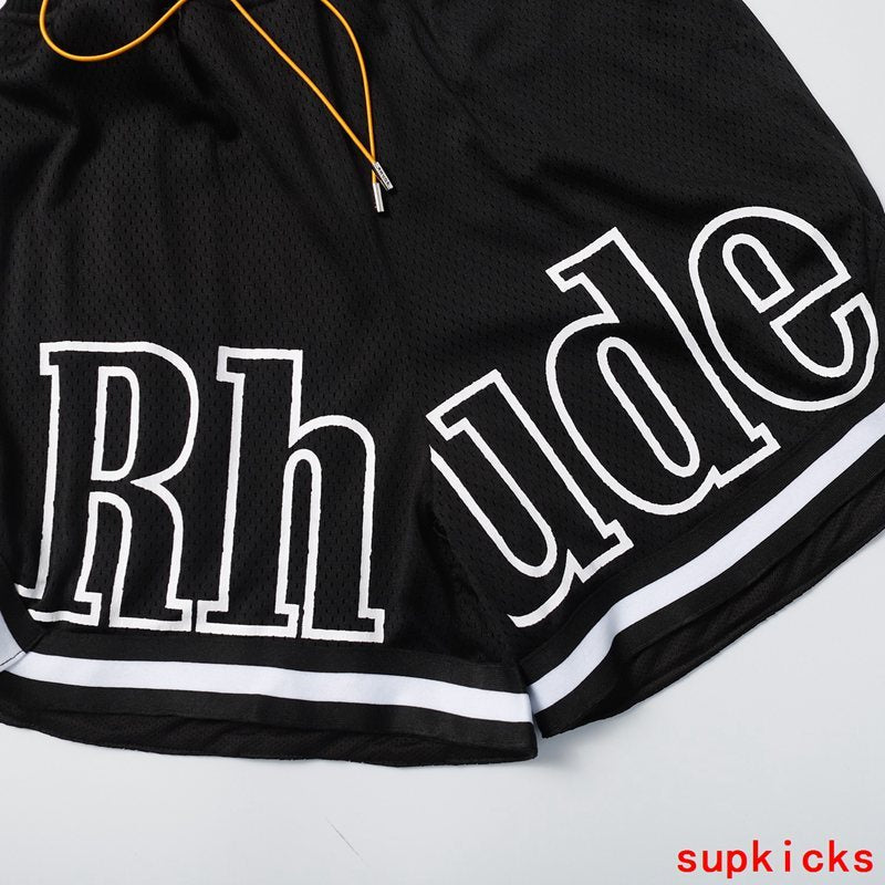 Front view of Rhude luxury clothing with logo-detail design