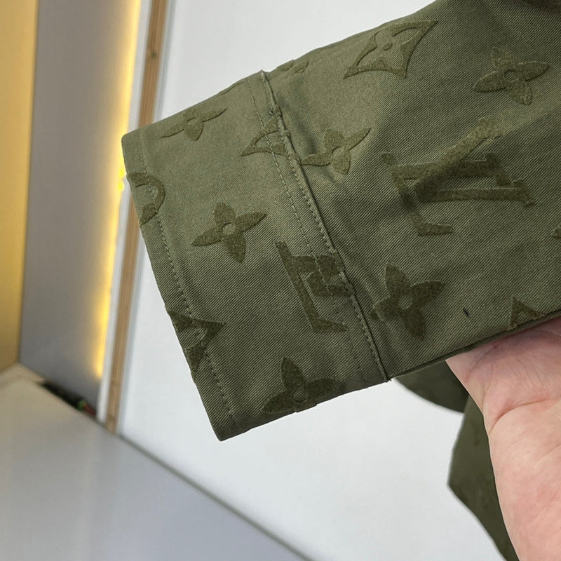 Side profile of Louis Vuitton luxury clothing with runway-inspired design