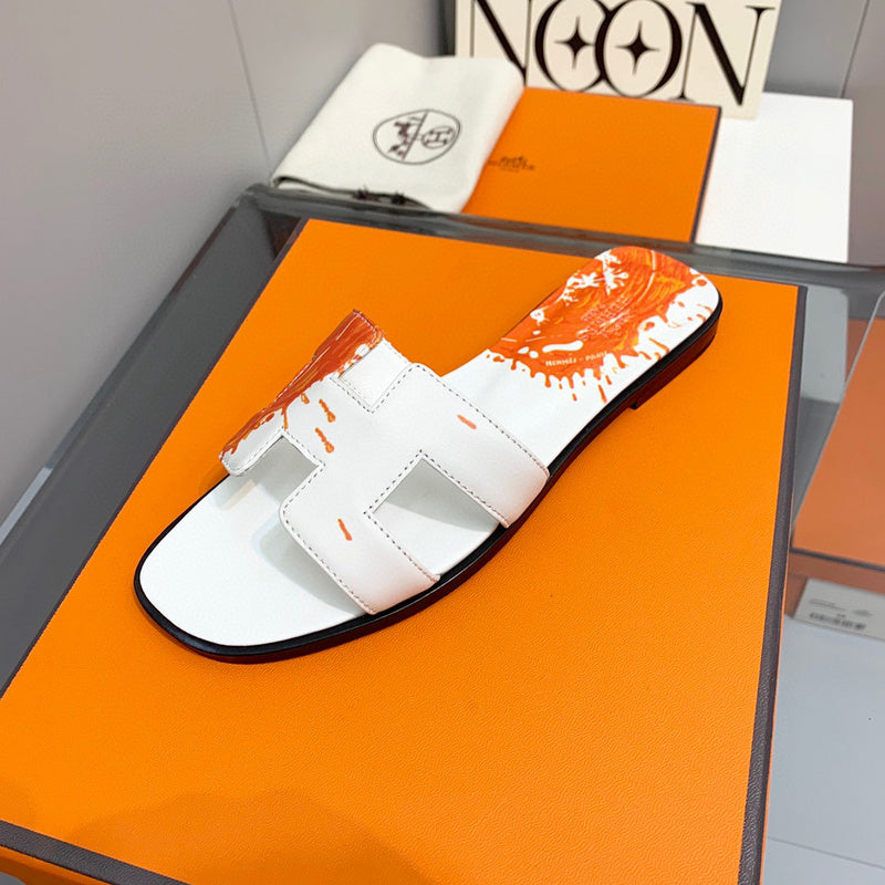 Hermès Tan Slide Sandals - Lifestyle Styling Shot