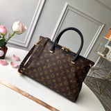 Front view of modern statement women's handbag – women's designer-style accessory