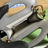 Side view of considered structured handbag