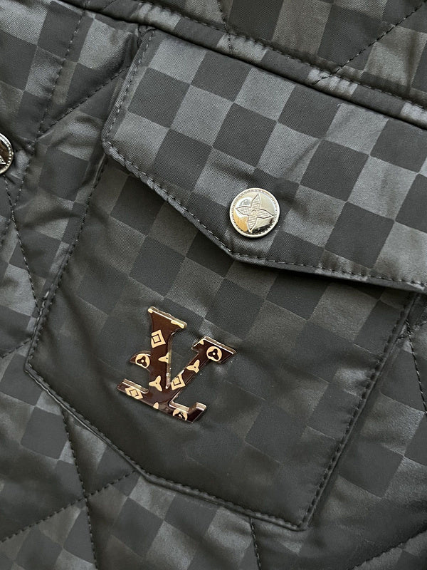 Front view of Louis Vuitton luxury clothing with streetwear-inspired cut