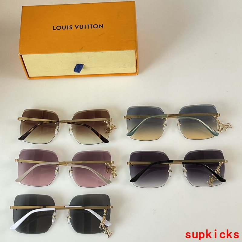 Close-up detail view of Louis Vuitton unisex sunglasses