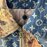 Close-up detail shot of Louis Vuitton luxury clothing with contemporary cut