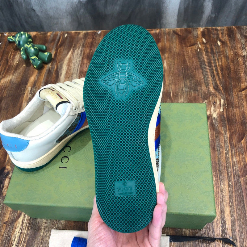Gucci neutral cream luxury sneakers view 9 breathable knit upper