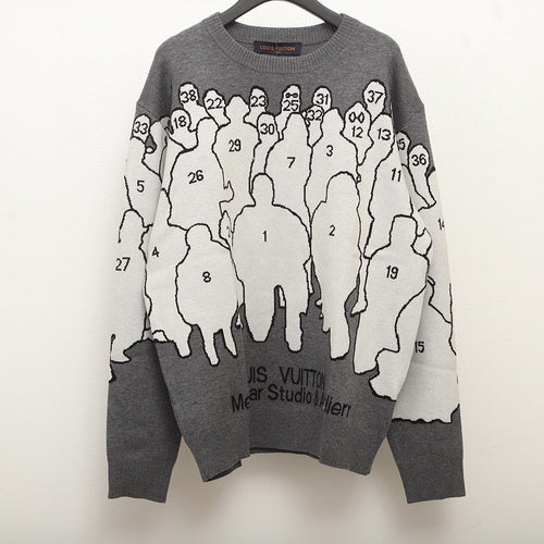 Front view of Louis Vuitton luxury clothing with logo-detail design