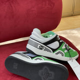 Side profile of Gucci fresh white-and-black sneakers streetwear statement look