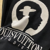 Front view of Louis Vuitton luxury clothing with runway-inspired design