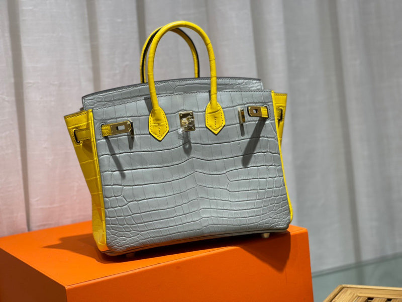 Side view of considered structured handbag